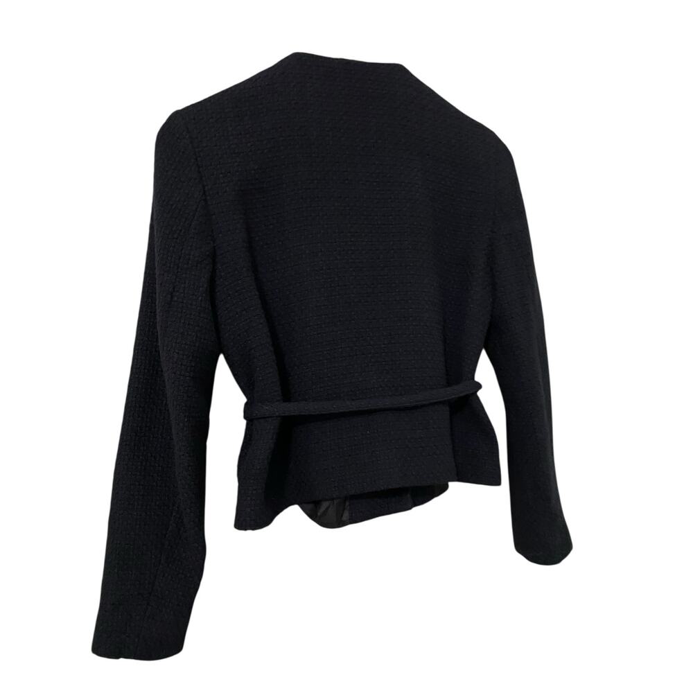 Zara Structured Blazer Lady Jacket Small Black Belted Gold Buttons Preppy Trendy - Picture 12 of 16